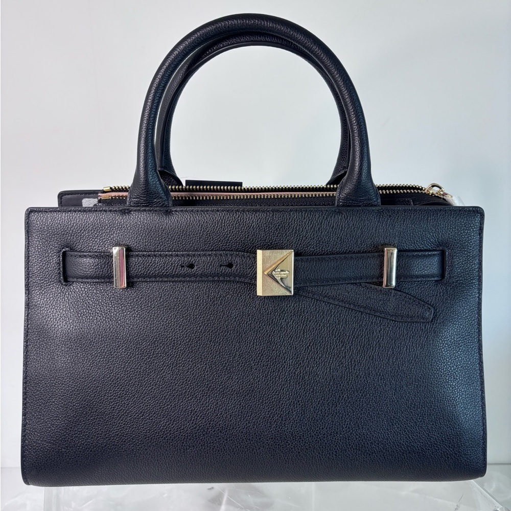 kate spade new york Deco Pebbled Leather Medium Satchel Black - Picture 3 of 15
